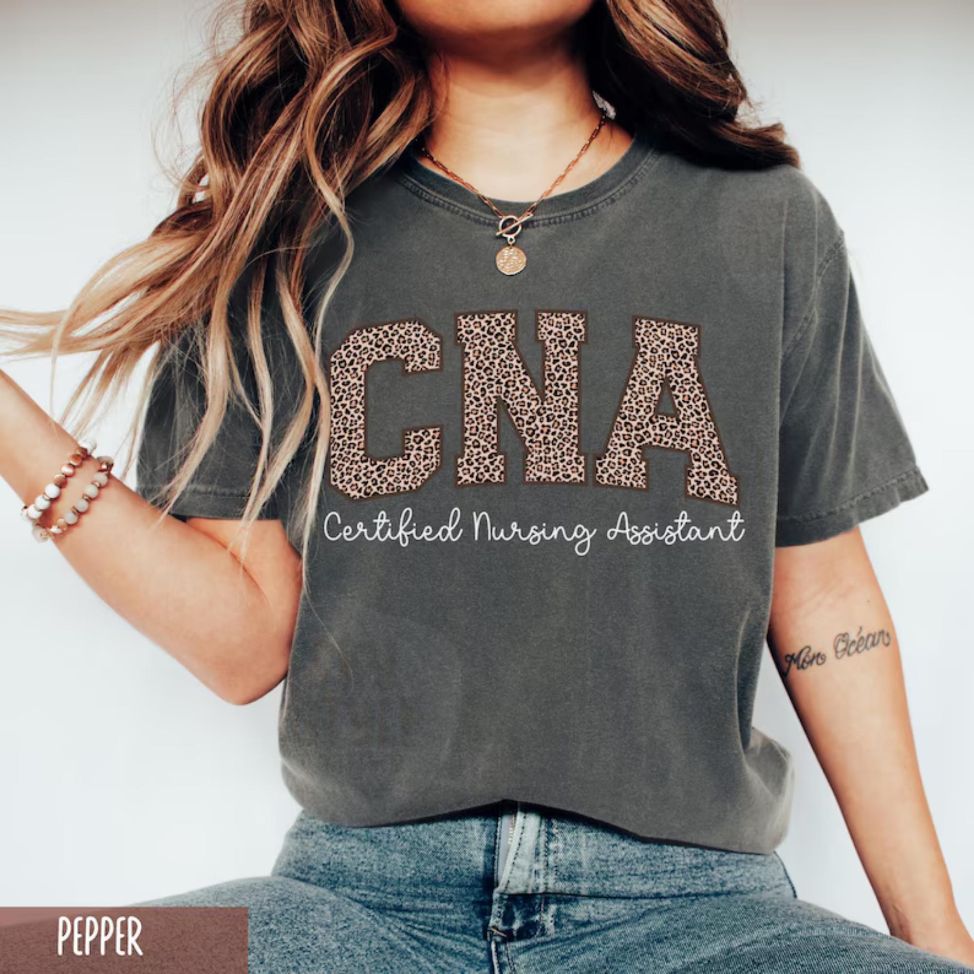 Comfort Colors Leopard CNA Shirt, Leopard Nurse Shirt, Cna Shirt, Cna T Shirt, Certified Nursing Assistant Shirt, CNA Gift Tshirt CNA Gifts